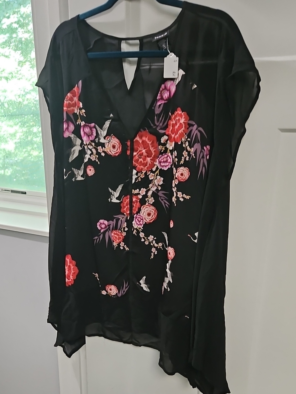 torrid Black Tunic with Red & Pink Floral Print